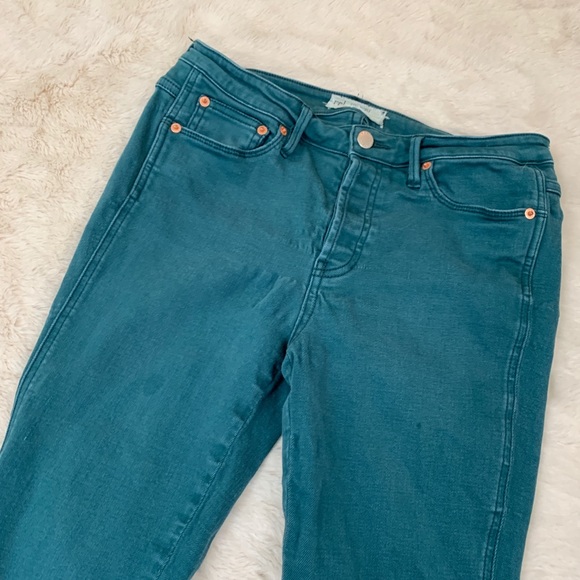 Free People high rise teal skinny/straight jeans *read description* - Picture 6 of 9